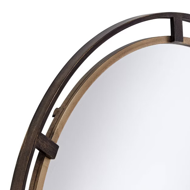 Uttermost Round Vanity Decorative Wall Mirror Rustic Distressed Bronze Antiqued Gold Frame 34" Wi... | Target