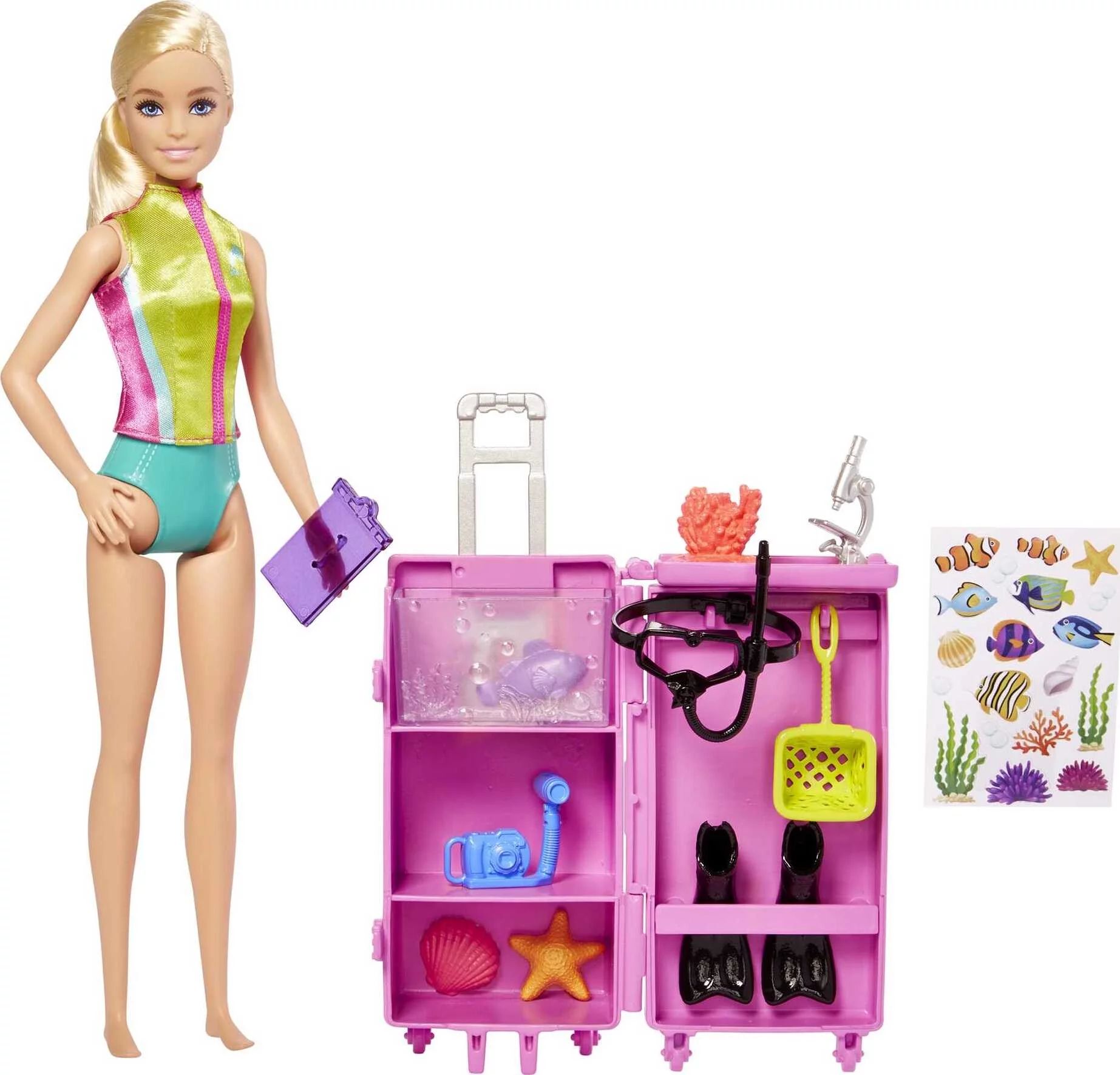 Barbie Marine Biologist Doll & 10+ Accessories, Mobile Lab Playset with Blonde Doll & Storage - W... | Walmart (US)