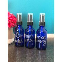 2 Oz Blue Glass Spray Bottle With Label | Essential Oil Diy Bottles | Etsy (US)