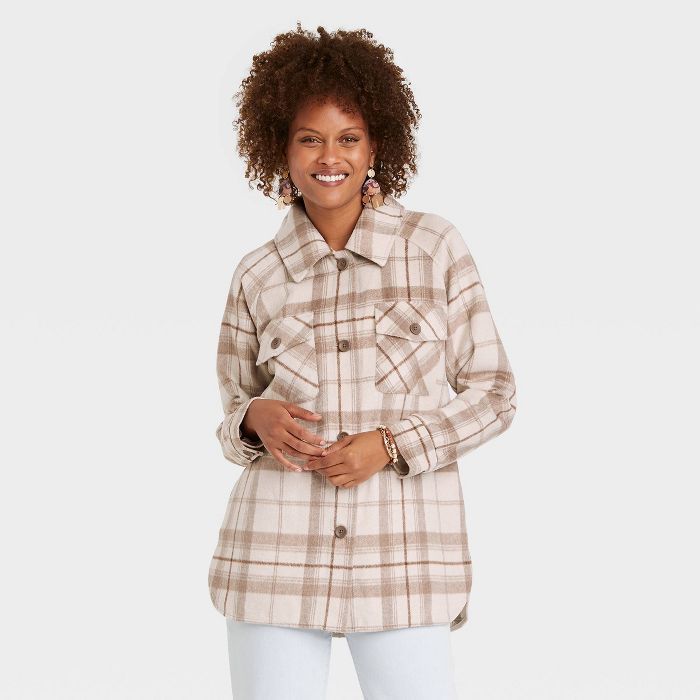 Women&#39;s Jacket - Knox Rose&#8482; Beige Plaid M | Target