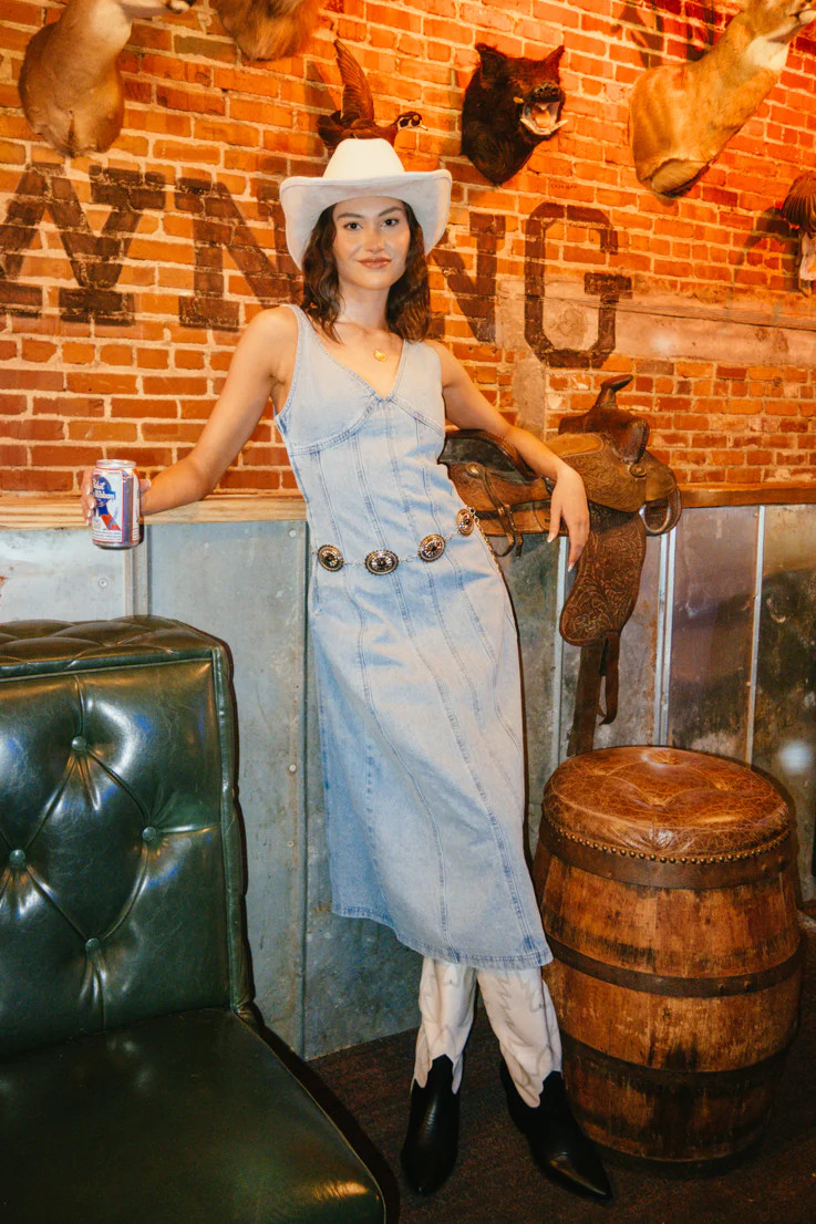 Beau Denim Midi Dress | Vestique