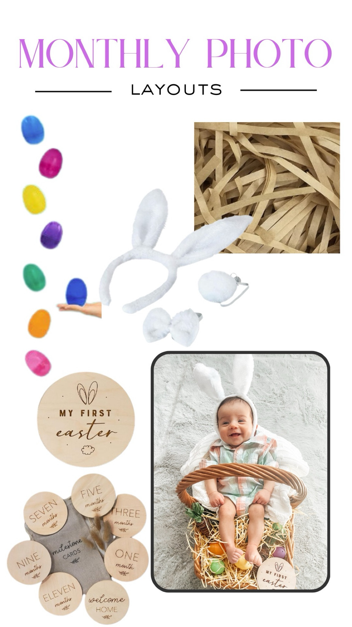 Milestone photos, baby photos, milestone cards, baby photos, easter, easter baby, bunny baby, easter eggs

#LTKBump #LTKBaby #LTKHoliday