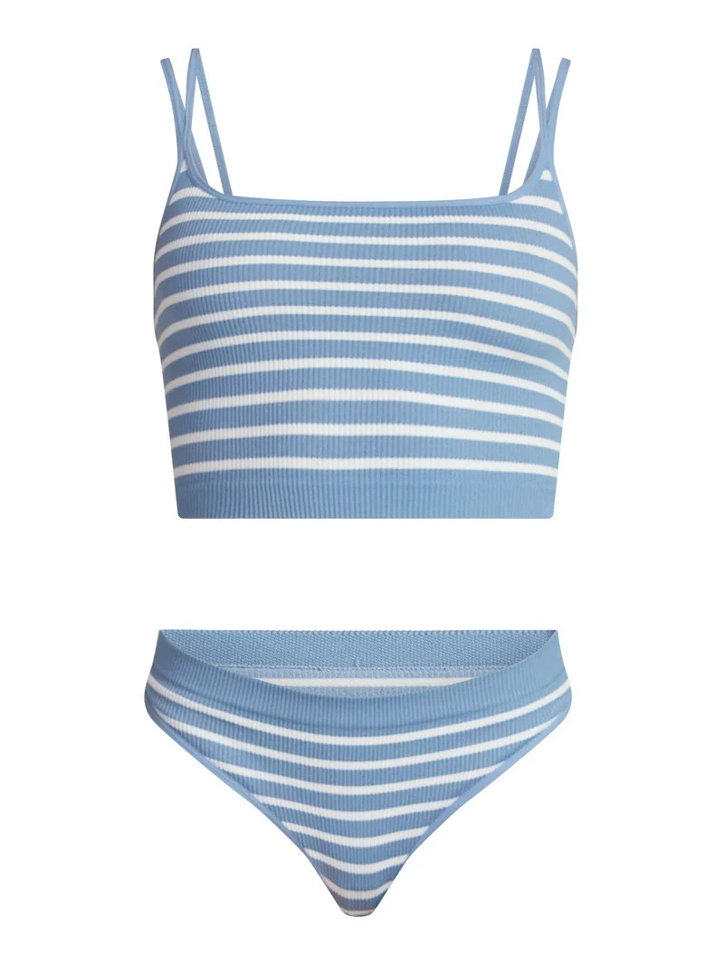 No Boundaries Women’s Seamless Cami Bra & Thong Panty Set, Sizes XS–XXXL | Walmart (US)