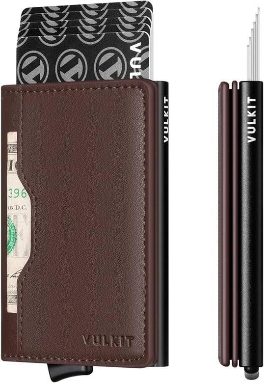 VULKIT Credit Card Holder Pop up Wallet with Leather Slots RFID Blocking Metlal Bank Card Case fo... | Amazon (CA)