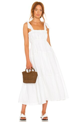 FAITHFULL THE BRAND Bellamy Midi Dress in Plain White from Revolve.com | Revolve Clothing (Global)