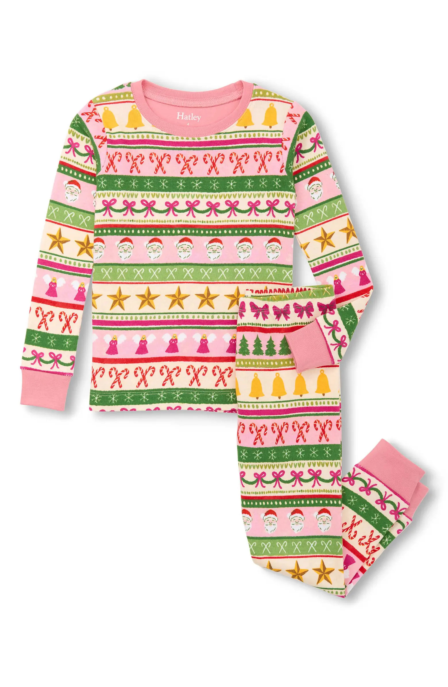 Hatley Kids' Holiday Fair Isle Organic Cotton Fitted Two-Piece Pajamas | Nordstrom | Nordstrom