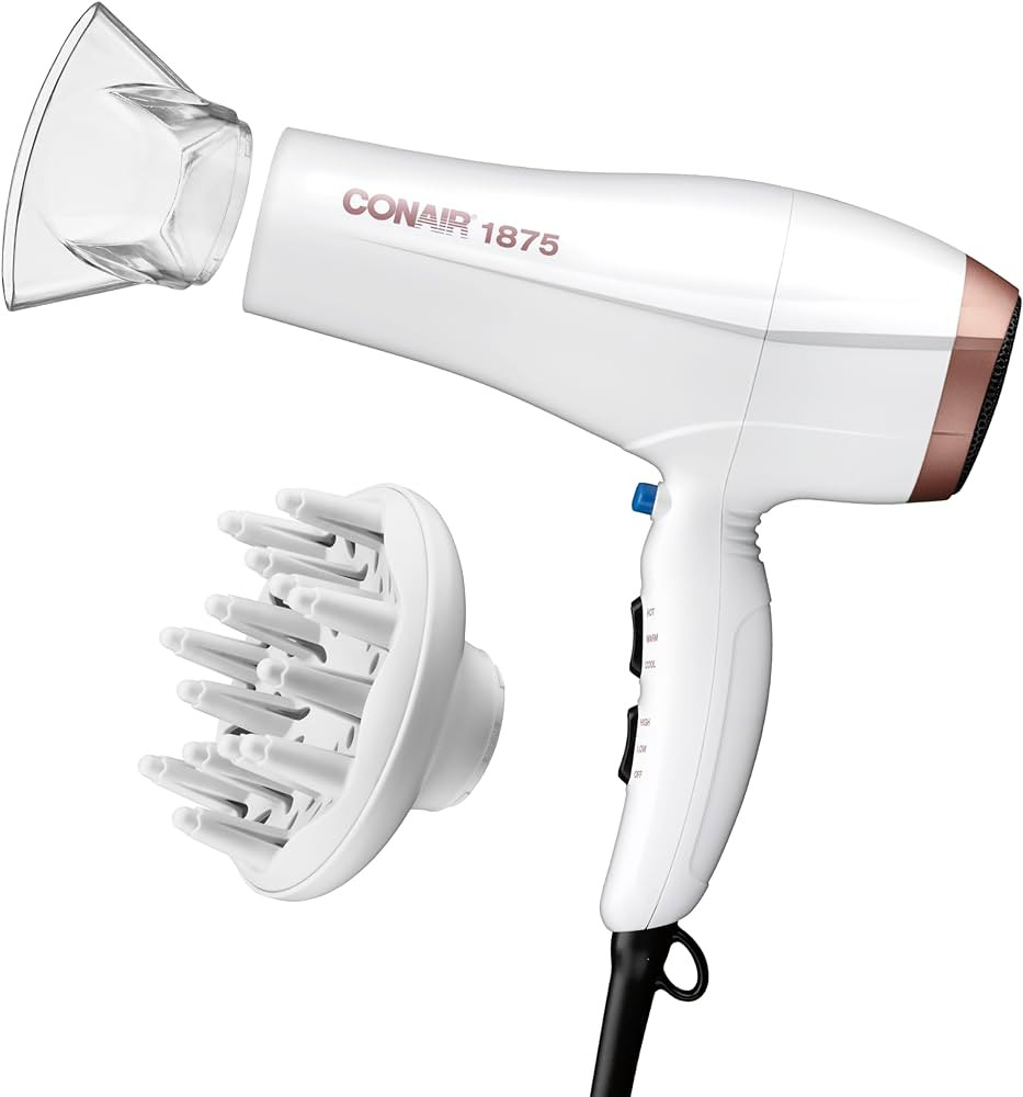 Conair Double Ceramic Hair Dryer with Diffuser | Blow Dryer with Ionic Conditioning | Includes Di... | Amazon (US)