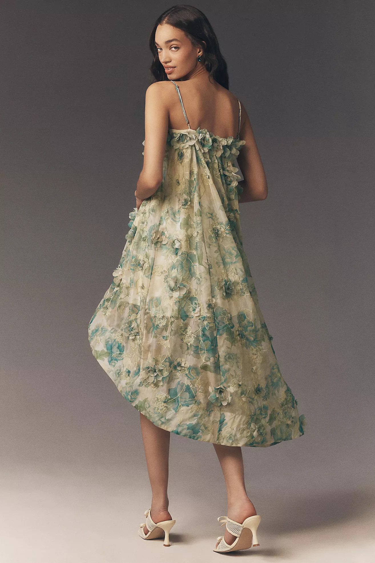 BHLDN 3-D Floral High-Low Hem Dress | Anthropologie (US)