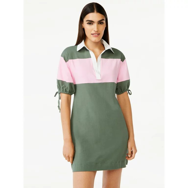 Free Assembly Women's Polo Mini Dress with Tie Sleeves | Walmart (US)