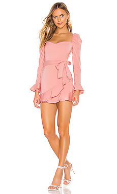 MORE TO COME Khloe Ruffle Sleeve Mini Dress in Blush from Revolve.com | Revolve Clothing (Global)