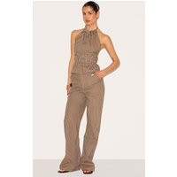Tall Chocolate Stripe Woven Mid-rise Wide Leg Pants | PrettyLittleThing US