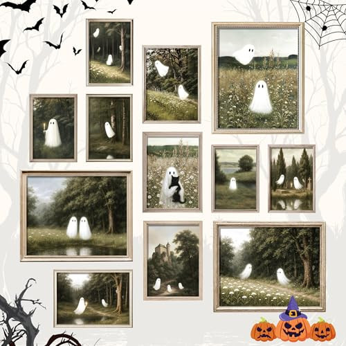 97 Decor Cute Ghost Pictures Wall Decor - Vintage Halloween Wall Art Aesthetic, Ghost Prints Walls Art, Spooky Vintage Poster Gallery Painting, Halloween Decorations Indoor For Home Bedroom (Unframed) | Amazon (US)