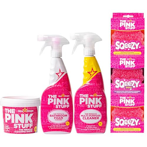 Stardrops – The Pink Stuff – Ultimate Cleaning Pack – The Pink Stuff Miracle Cleaning Paste, Multi-Purpose Spray, Bathroom Foam Spray, and 3 SQeeZY Pack | Amazon (US)