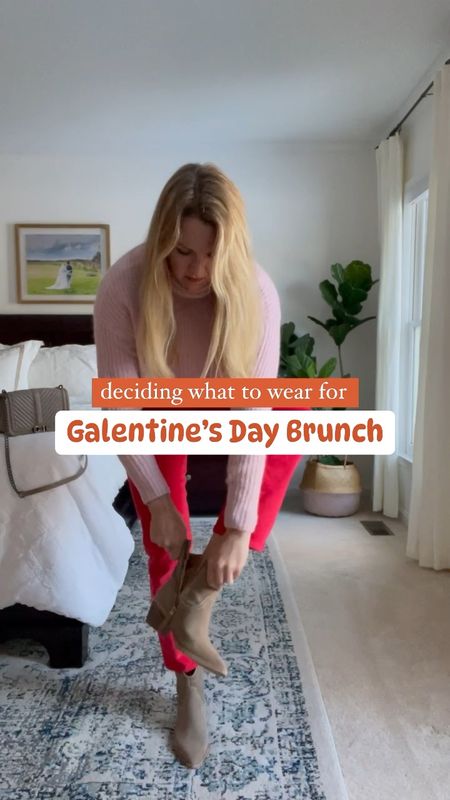 Deciding what to wear for Galentine’s Day Brunch - pink sweater with red corduroy pants or black button up, suede mini skirt with red & pink plaid shirtt

Wearing my normal size in everything 

Valentine’s Day Outfit, Galentine’s Day, what to wear, red pants, pink & red outfit, skirt, casual date night looks, Valentine’s Looks, Valentine’s Outfits, Galentine’s outfit ideas, shopping your closet

#LTKfindsunder100 #LTKMostLoved #LTKSeasonal