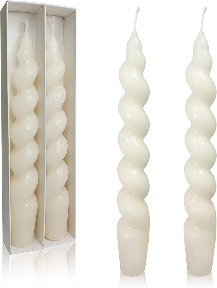 Unscented Spiral Candle Handmade Milk White Short Candlesticks 7.5Inch Smokeless Taper Candles Lo... | Amazon (US)