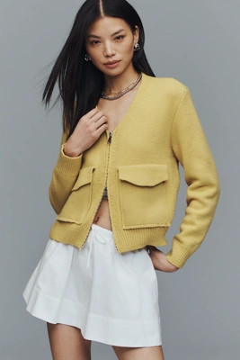 RAISONNEL Ribbed Zip-Front Sweater | Anthropologie (US)