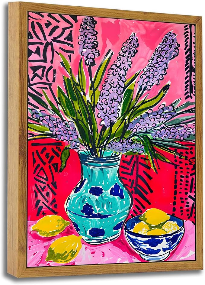 ARTZIO Matisse Abstract Lemon Wall Art,Floral Lavender Wall Decor,Framed Canvas Paint Famous Pain... | Amazon (US)