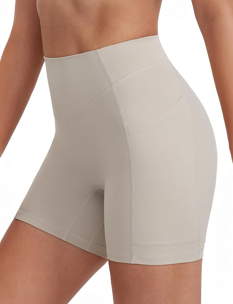 Workout Yoga Shorts for Women High Waisted Running Active Gym Biker Short Pants with Pockets 5" | Amazon (US)