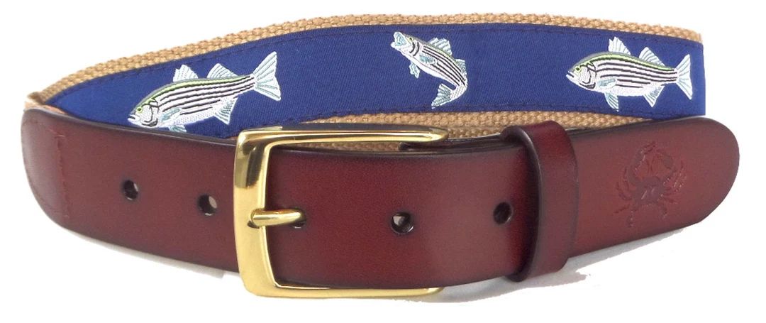 Striped Bass Nautical Belt / Leather Belt / Canvas Belt / Preppy Webbing Belt for Men, Women and ... | Etsy (US)