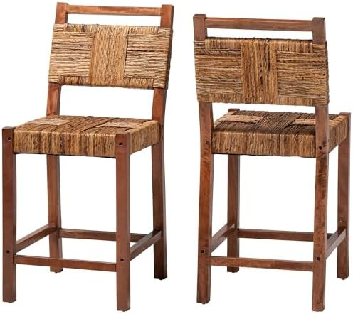 Bali & pari Chabela Seagrass Counter Stool Set of 2 - Solid Mango Wood Frame with Woven Seat and ... | Amazon (US)