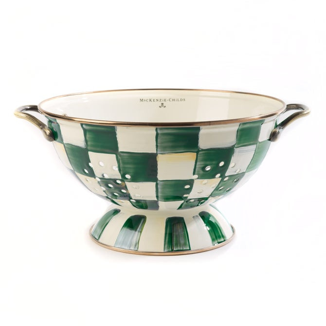 Emerald Check Large Colander | MacKenzie-Childs