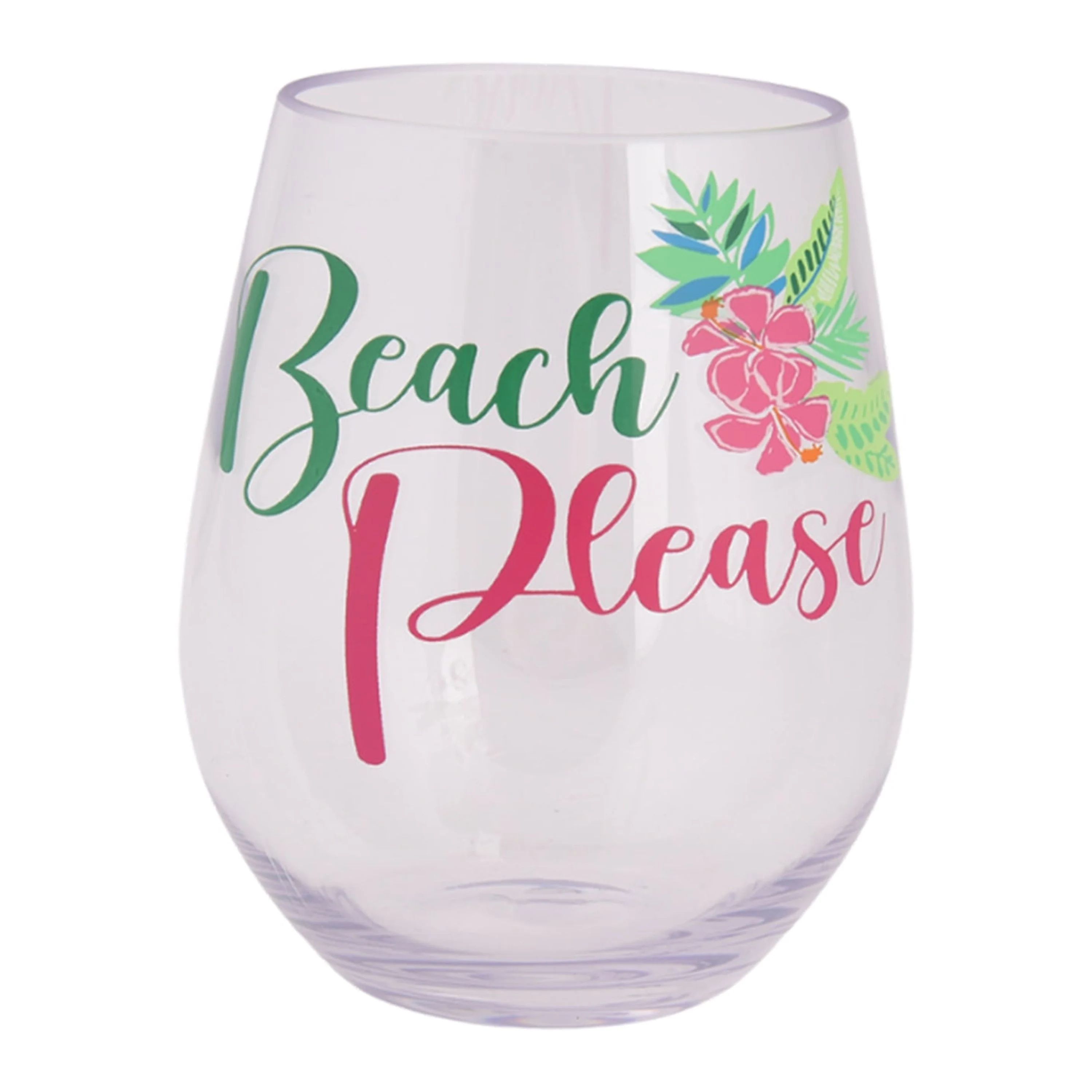 Mainstays 19-Ounce Clear Acrylic Stemless Wine Tumbler, Beach Please - Walmart.com | Walmart (US)
