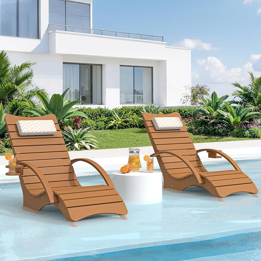 Pool Lounge Chairs Set of 2 with Armrest & Cupholder, 8-10 Shallow | Amazon (US)