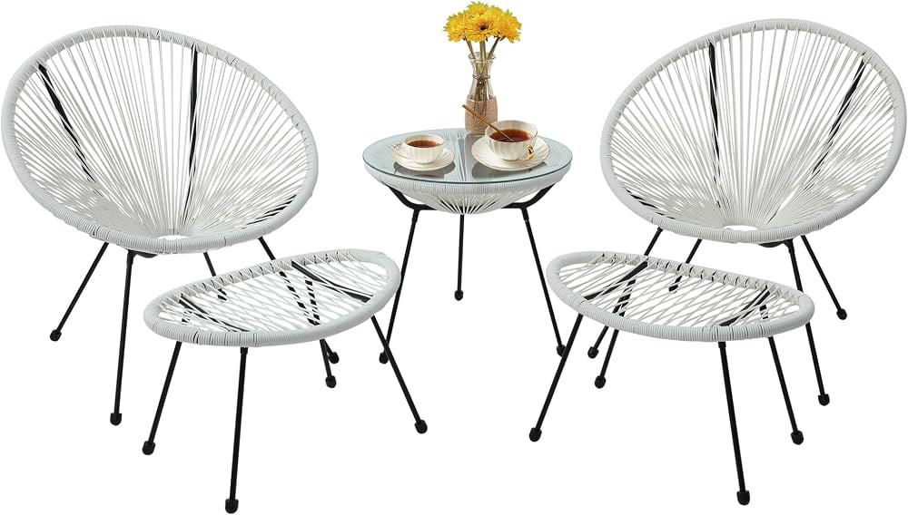 5 Piece Acapulco Chair Set, Outdoor Acapulco Chairs, Oval Furniture Set, Woven Patio Bistro Set, ... | Amazon (US)