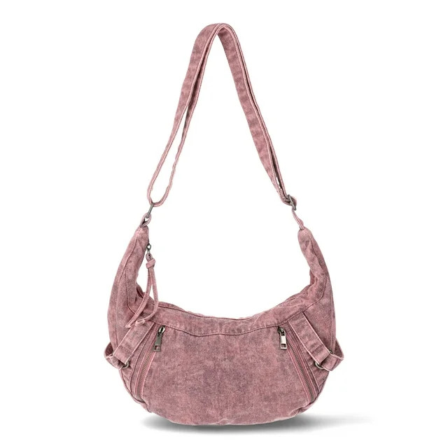 No Boundaries Women's Casual Hobo Bag, Mauve Denim - Walmart.com | Walmart (US)