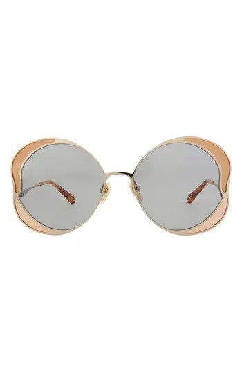 Chloé 60mm Oversize Round Sunglasses in Gold Grey at Nordstrom Rack | Nordstrom Rack