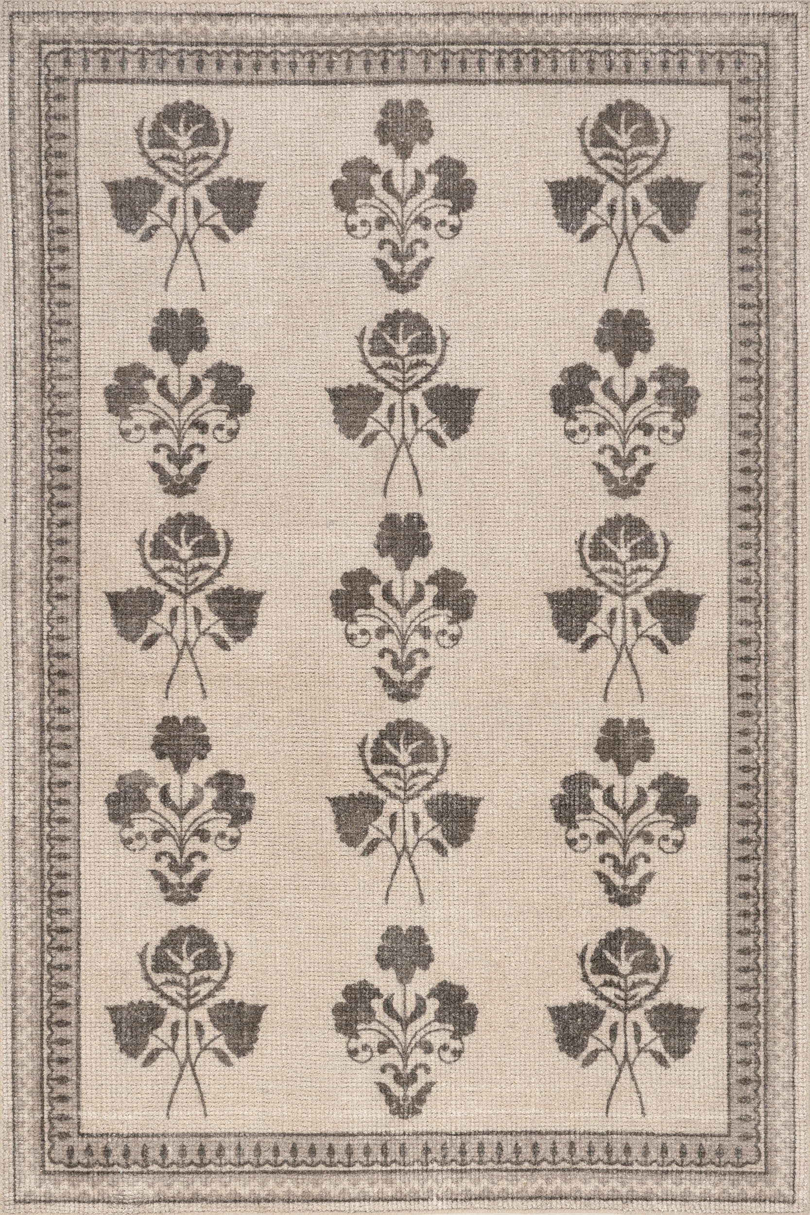 Light Beige Floris Hand Tufted Floral Wool-Blend 6' x 9' rug | Rugs USA