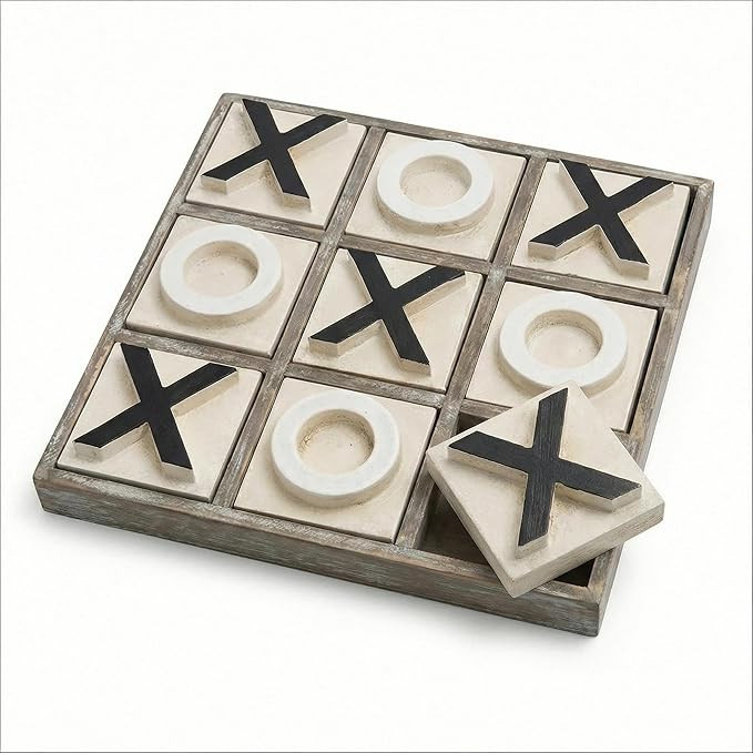 JEVERGN 12.6" Large Wooden Tic Tac Toe Game, Rustic Coffee Table Game, Wood Farmhouse Tic Tac Toe... | Amazon (US)