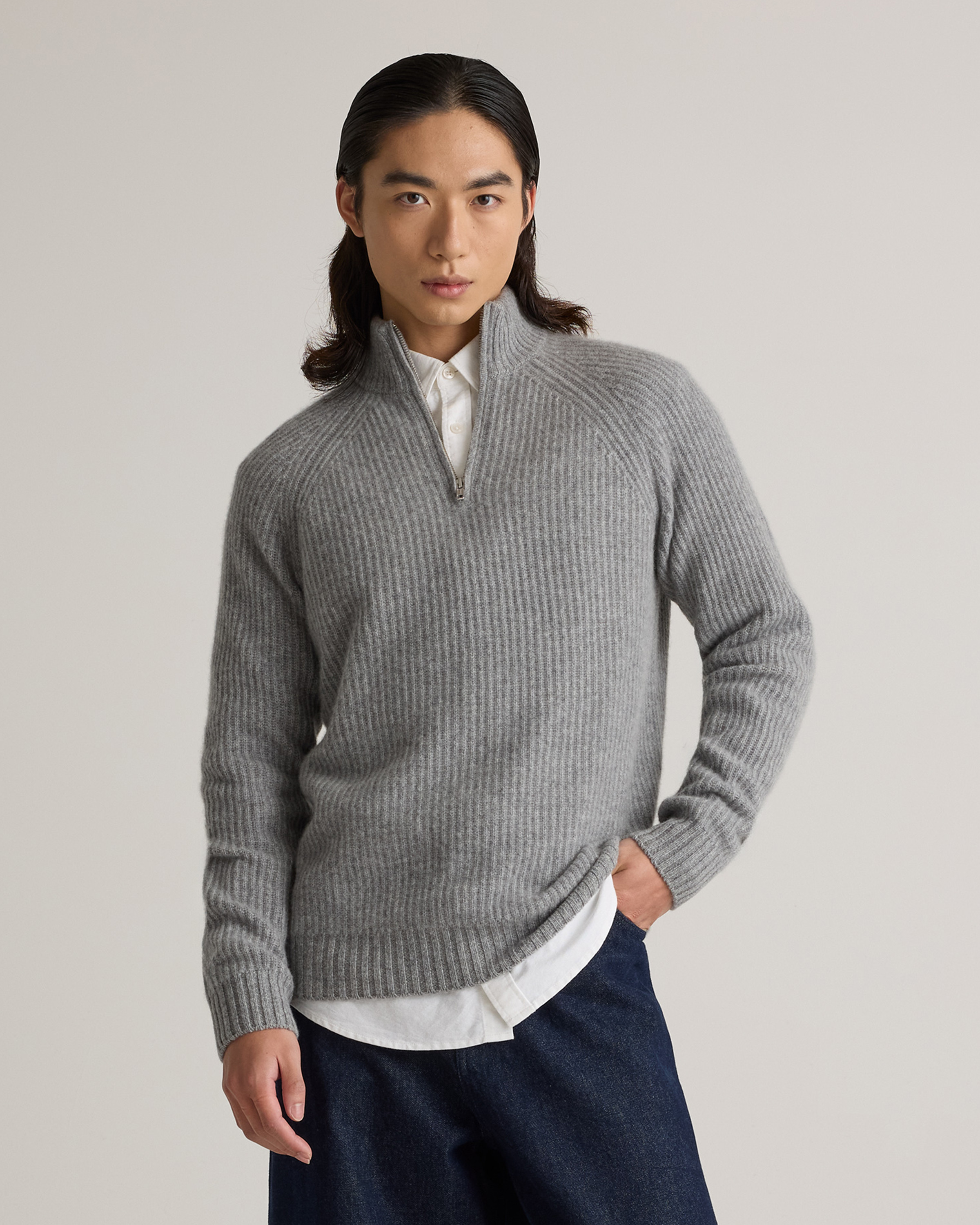 Mongolian Cashmere Fisherman Quarter Zip Sweater | Quince