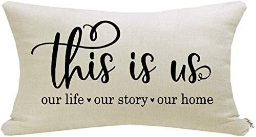 Meekio Farmhouse Pillow Covers with This is Us Quote 12" x 20" Farmhouse Rustic Décor Lumbar Pillow  | Amazon (US)
