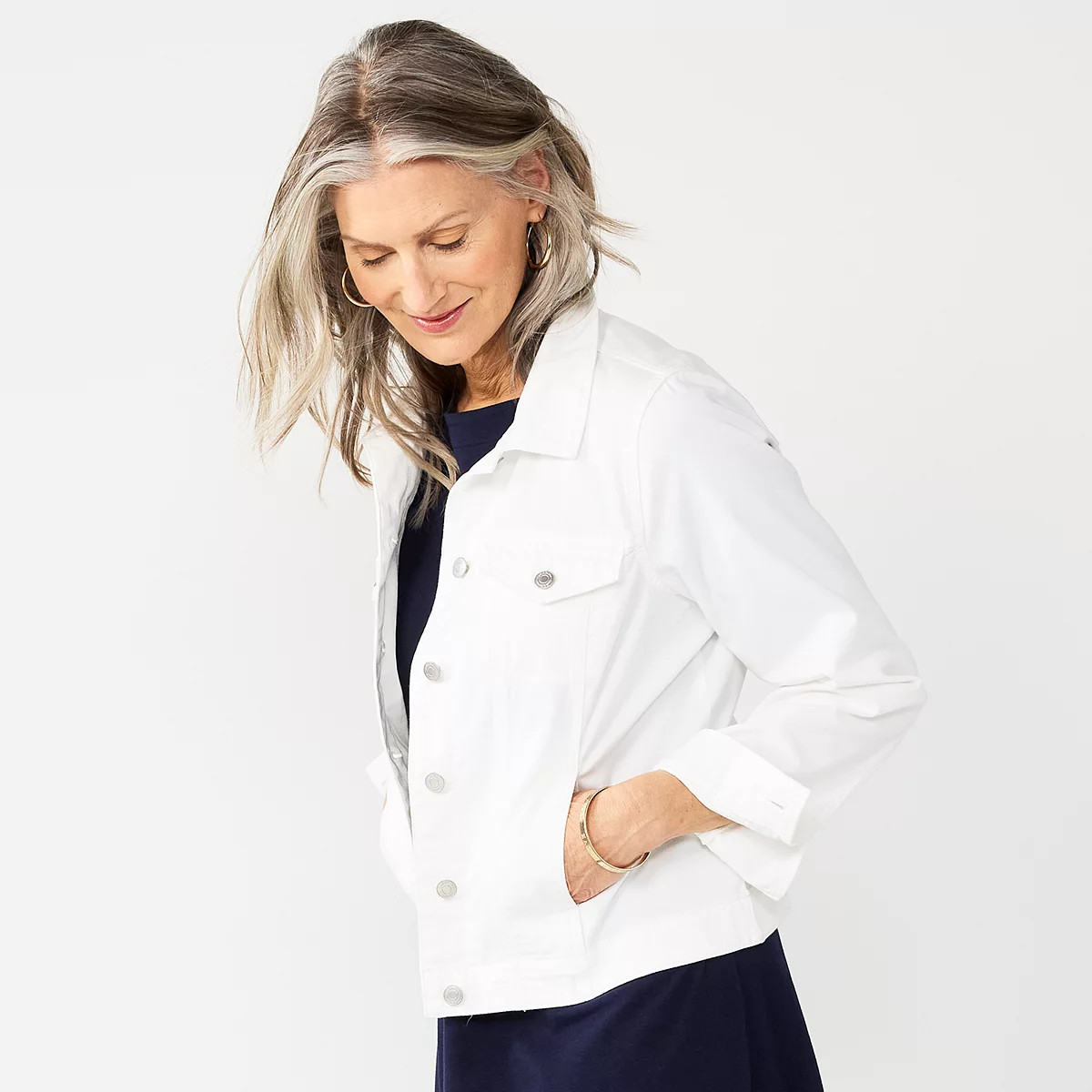 Women's Croft & Barrow® Button-Front Denim Jacket | Kohl's