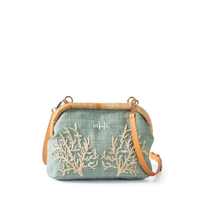 Embroidered Raffia Crossbody Bag | Mark and Graham