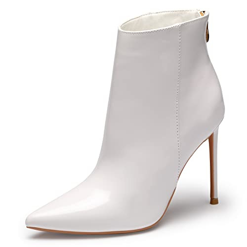 GENSHUO Ankle Boots For Women Pointed Toe 4 Inch High Heel Zipper Stiletto Heels Fall Booties | Amazon (US)