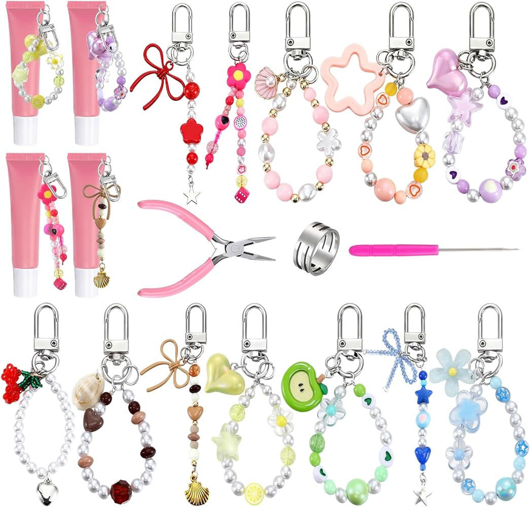 Nosiny 12 Pcs Finished Lip Gloss Keychain Holders Bulk Lip Balm Keychains Portable Lipgloss Holde... | Amazon (US)