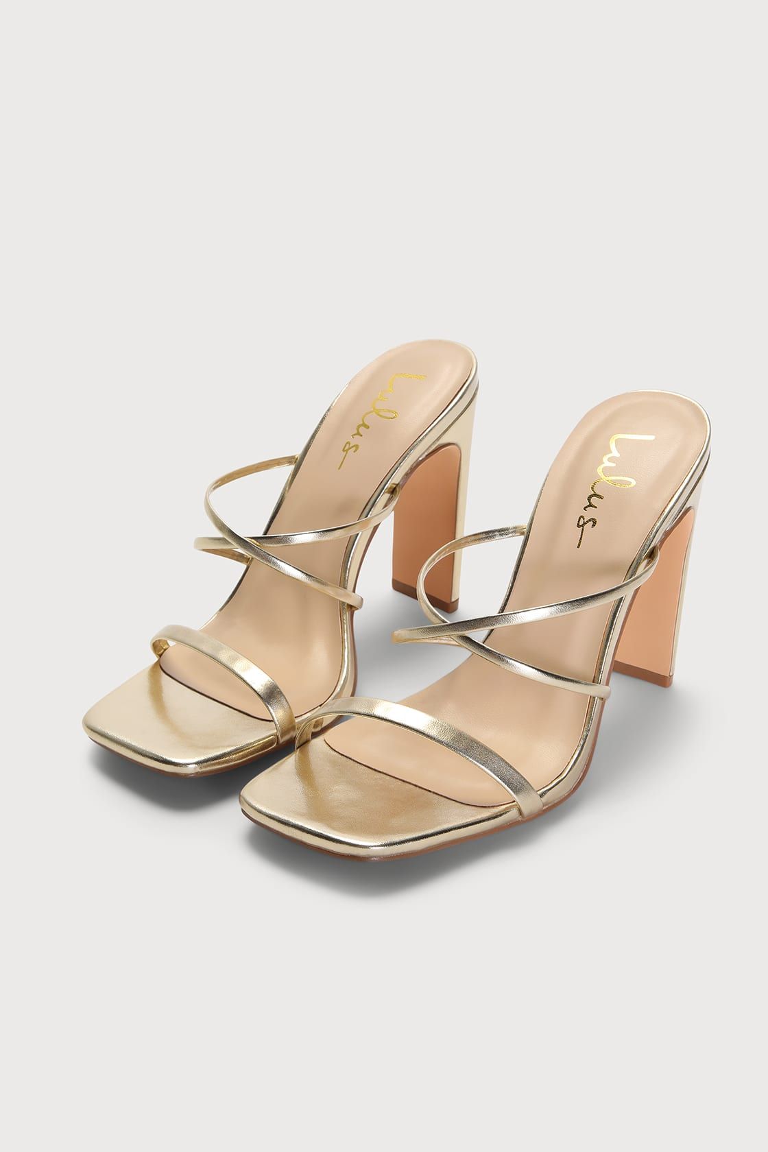 Mullane Gold Strappy High Heel Slide Sandals | Lulus (US)