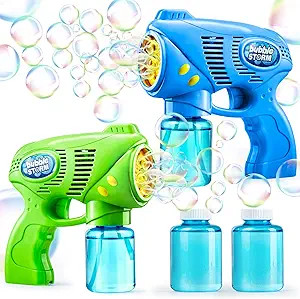 JOYIN 2 Bubble Guns with 2 Bottles Bubble Refill Solution (10 oz Total) for Kids, Bubble Blower f... | Amazon (US)