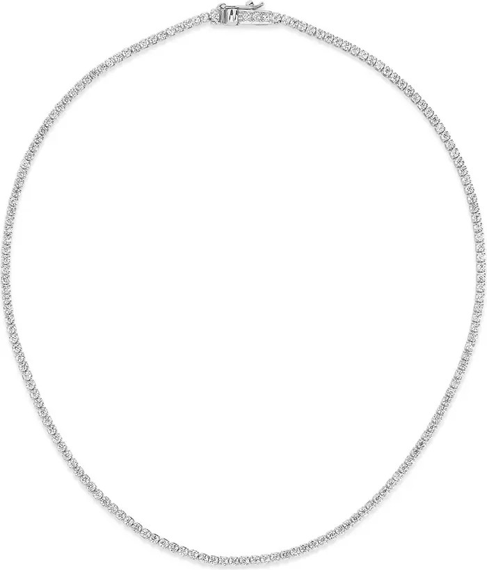 Rhodium Plated Bezel CZ Tennis Necklace | Nordstrom Rack