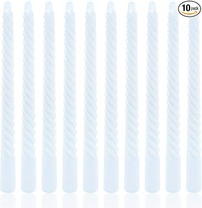 10 Inch Light Blue (Pale Blue) Spiral Taper Candle Set, 10 Pack Unscented Dripless Long Burning T... | Amazon (US)