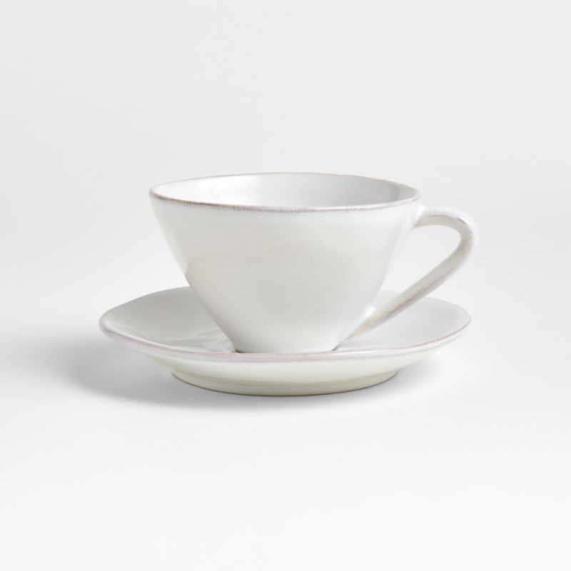 Marin 9.5-oz. White Cappuccino Cup and Saucer | Crate & Barrel | Crate & Barrel