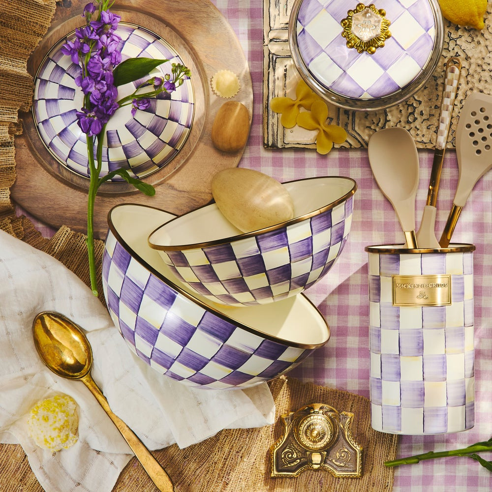 Violet Check Large Everyday Bowl | MacKenzie-Childs