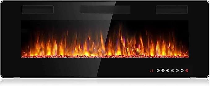 BOSSIN 50 inch Ultra-Thin Silence Linear Electric Fireplace, Recessed Wall Mounted Fireplace, Fit... | Amazon (US)