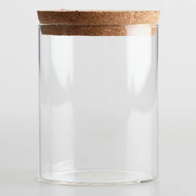 Small Glass Canister with Cork Top Set of 2 | World Market