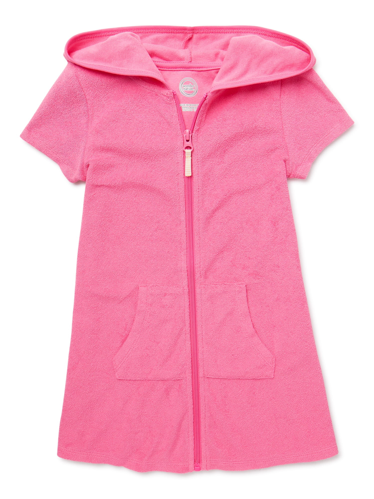 Wonder Nation Girls Terrycloth Swimsuit Coverup with UPF 50+, Sizes 4-18 & Plus | Walmart (US)