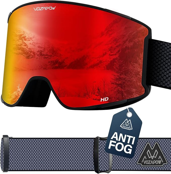 VOZAPOW Magnetic Ski Goggles Over Glasses, Anti-Fog Frameless Snow Goggles, UV400 Protection Snow... | Amazon (US)