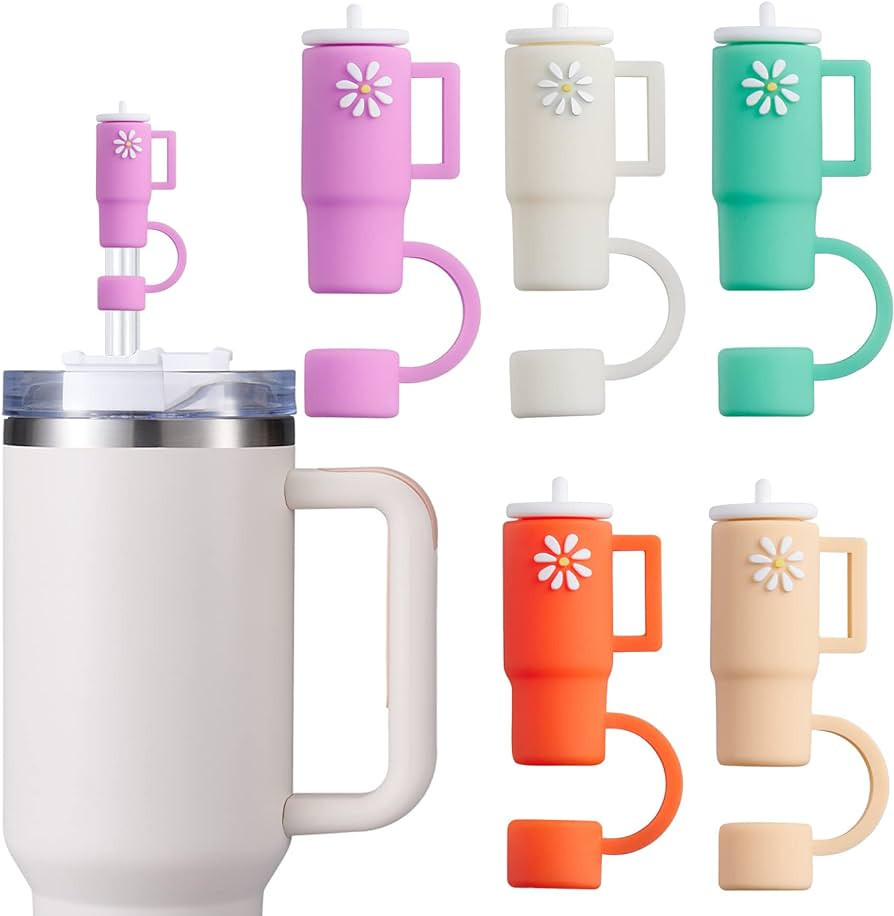 5PCS Straw Cover Cap for Stanley Cup, Silicone Straw Topper fit Stanley 30&40 Oz Tumbler with Han... | Amazon (US)