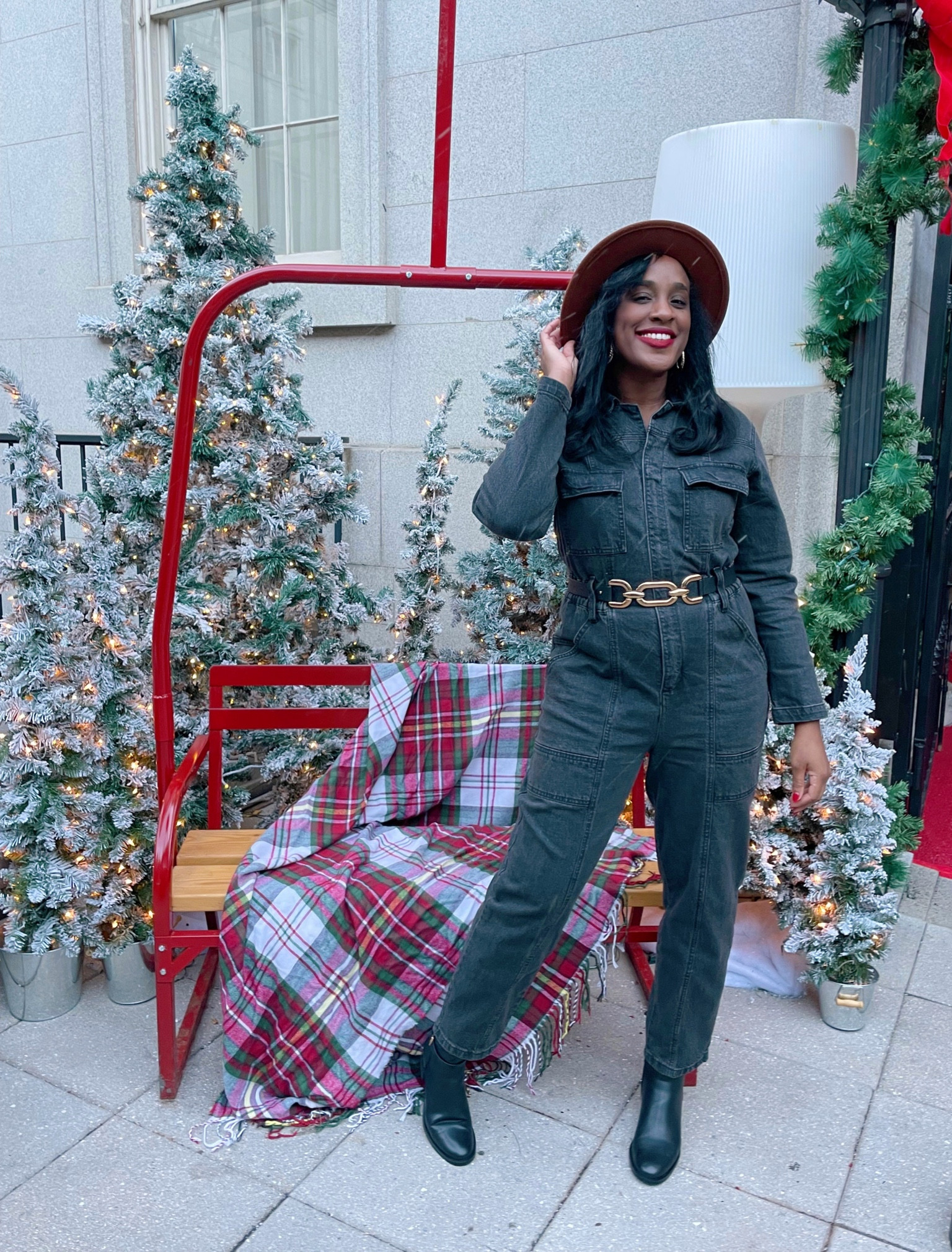 The perfect Fall staple. This denim jumpsuit fits so well and is super affordable. Also available in blue denim. 
Wearing size 8. 

#LTKstyletip #LTKover40 #LTKfindsunder50